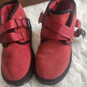 UGG Red Suede Strap Boots with Black Trim ( Worn Twice (